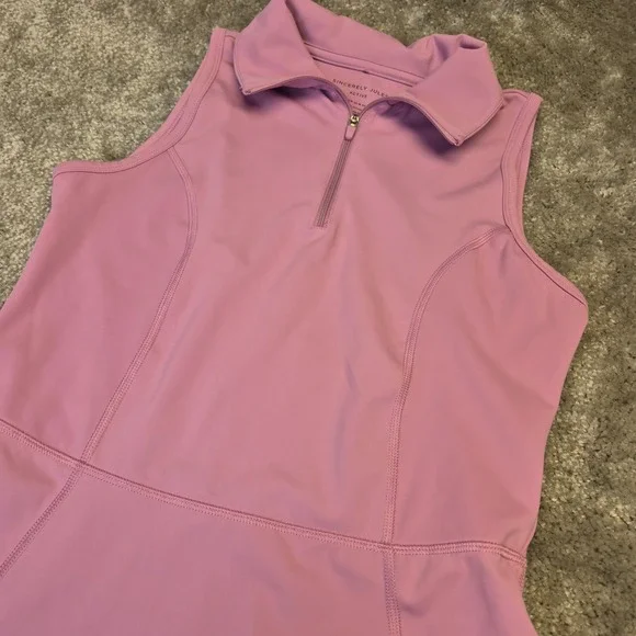 Sincerely Jules Active Pink Tennis Dress Med Sleeveless Quarter Zip Perforated - Picture 3 of 9